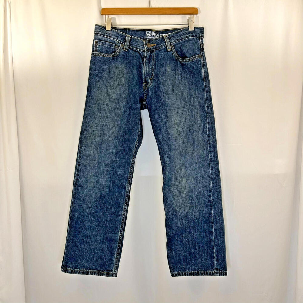 Levi Strauss Signature Straight Jeans Mens/Teen Size 31x27 Blue Adjustable Waist